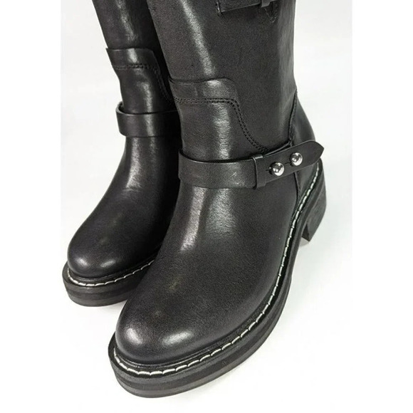 Rag & Bone Women's RB Moto Studded Pull On Boots Black Size 6.5 (MSRP $595) - Picture 6 of 10